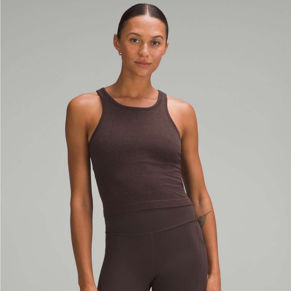 Lululemon Ebb to Street Cropped Racerback Tank Top - Espresso - SIZE 4